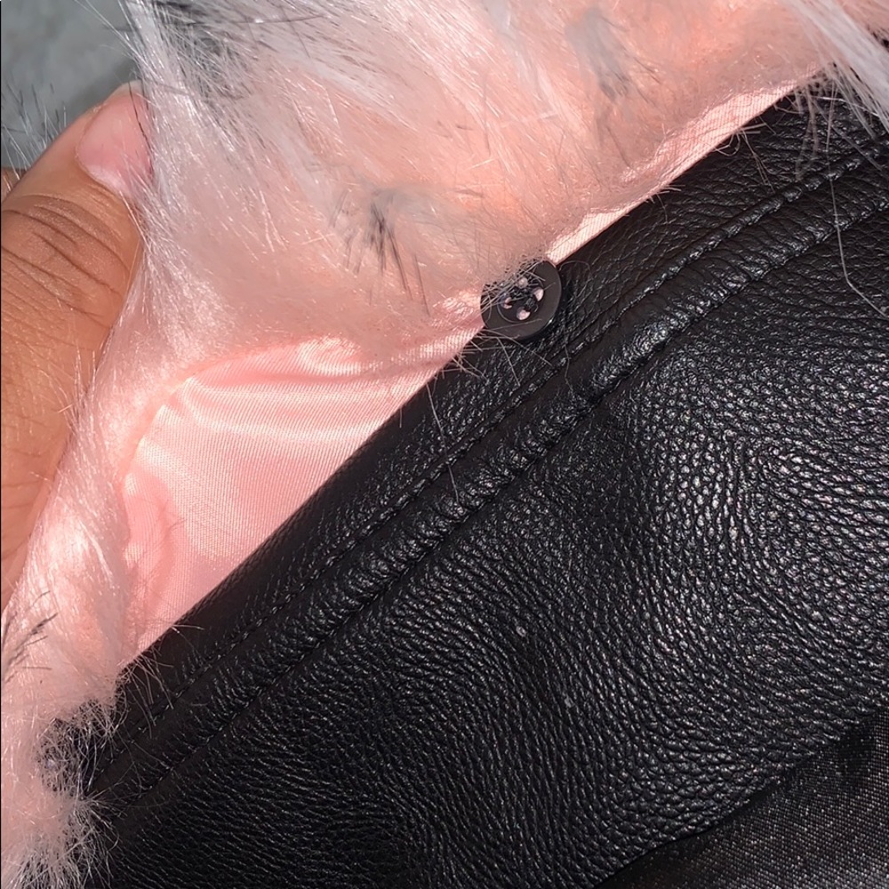 Leather Jacket With Pink Removable Fur - image 3